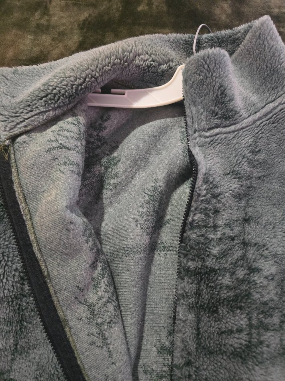 Black Mountain Fleece Jacket XL Pine Tree Print Full Zip Vintage Made in USA - Picture 4 of 7